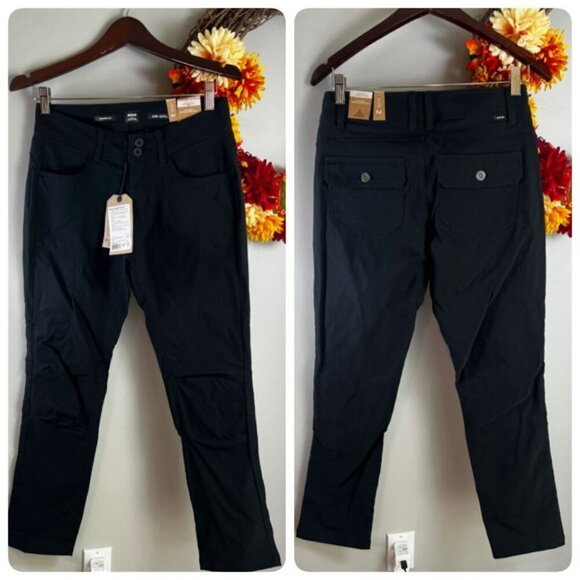 prAna Womens Halle Straight Fit Hiking Active Pant II Sz 2/30"L in Black UPF 50+ - Picture 1 of 9